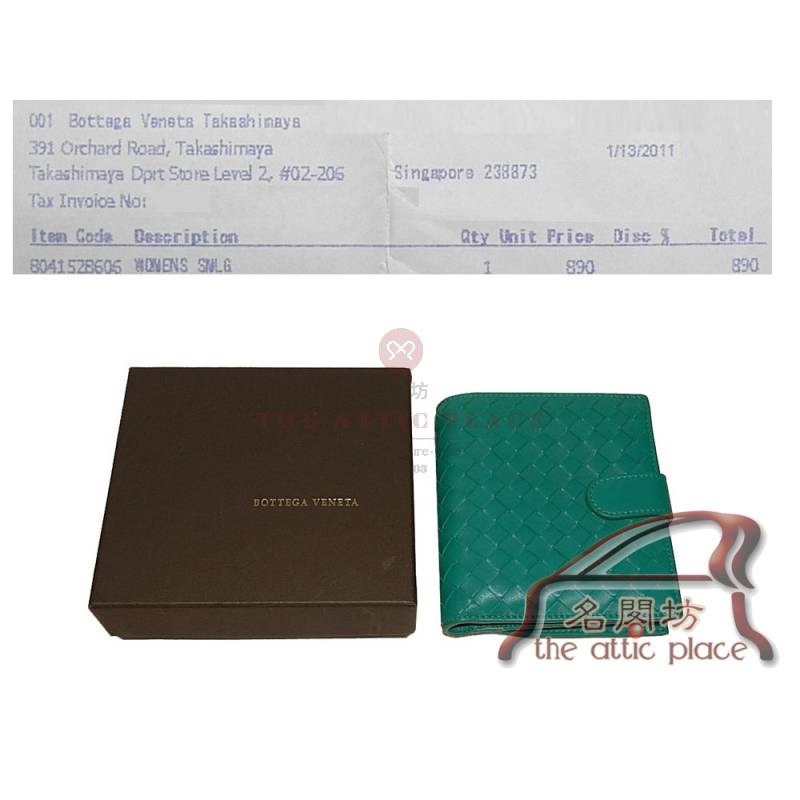 ALMOST NEW ! Bottega Veneta 114073 Turquoise Intrecciato Nappa French Flap Wallet-0
