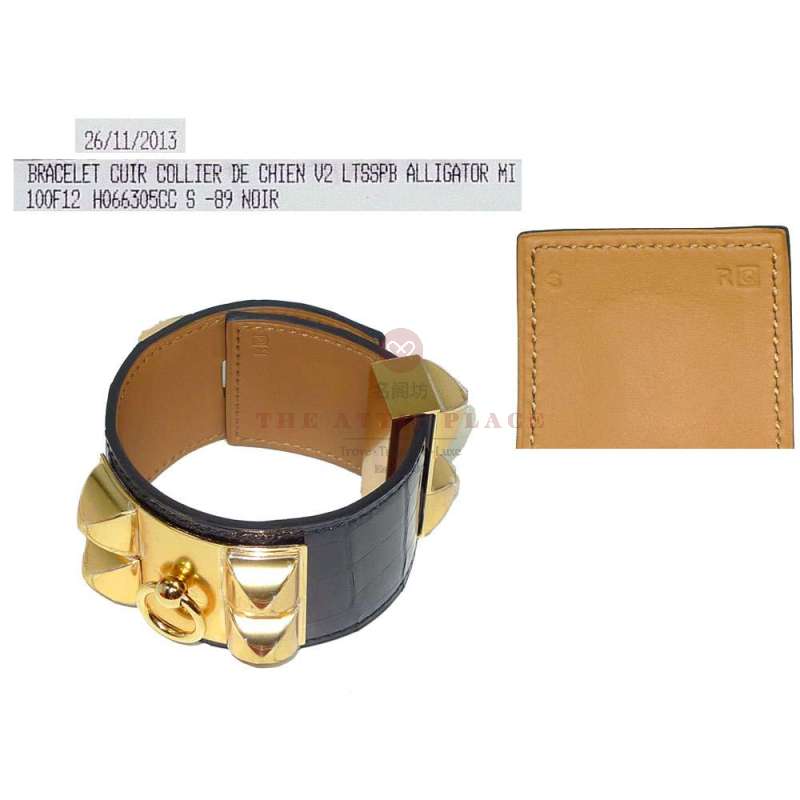 Hermes Collier De Chien CDC Alligator Shine Black Prorosus Gold Hardware Q Stamp in S Size-0