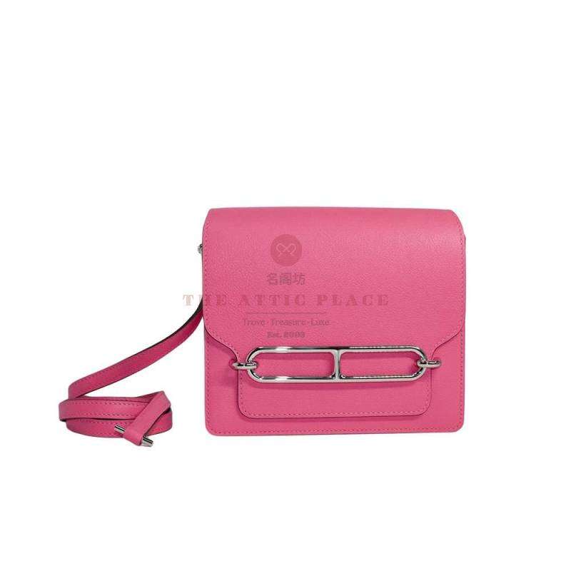 HERMES Roulis Mini 2018 Rare Rose Azalee Pink Evercolor Calfskin 3-Way Cross Body Bag-0