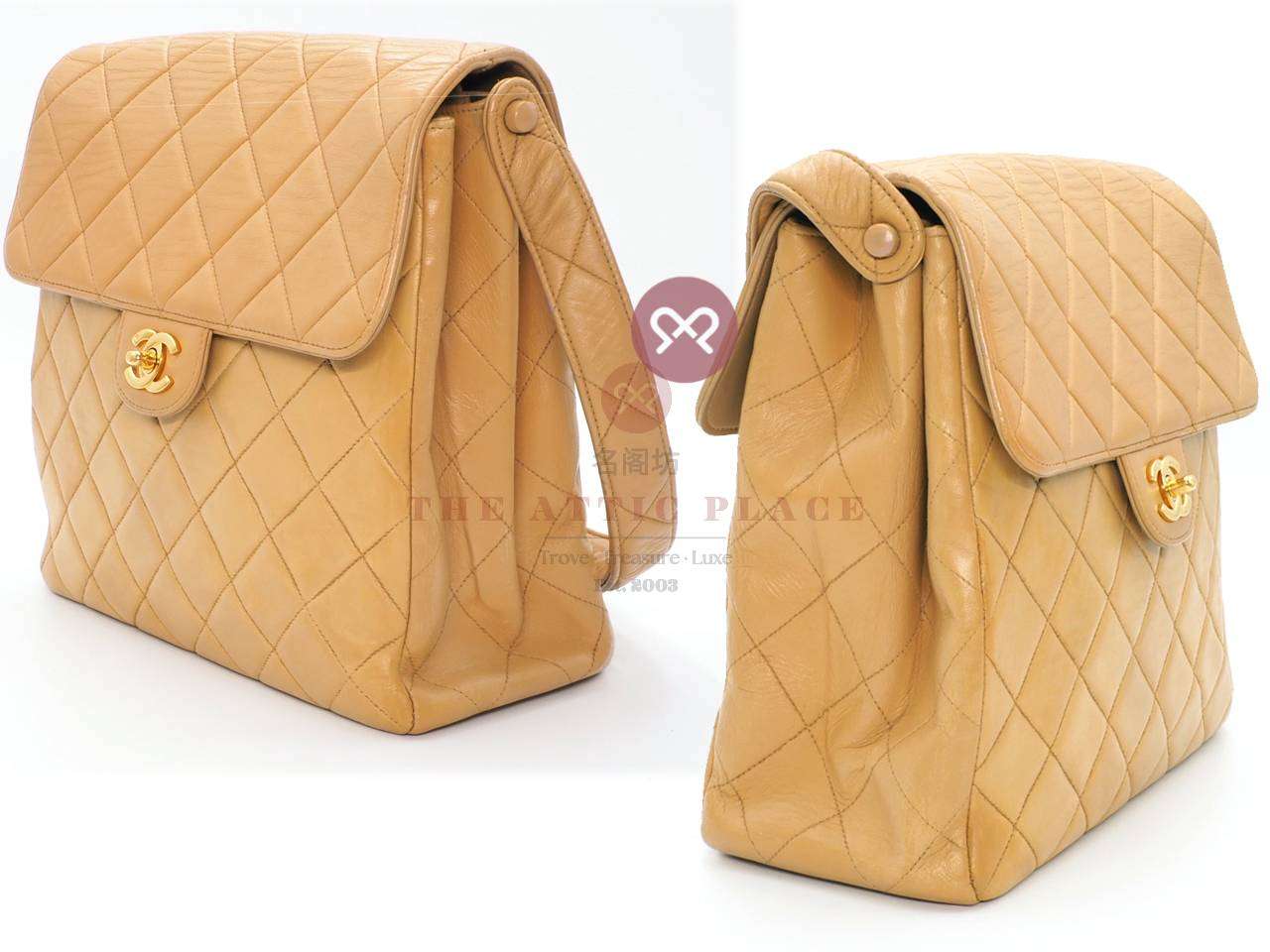 Chanel Beige Lambskin Leather Both Side CC Flap Single Strap Shoulder Bag - Image 3