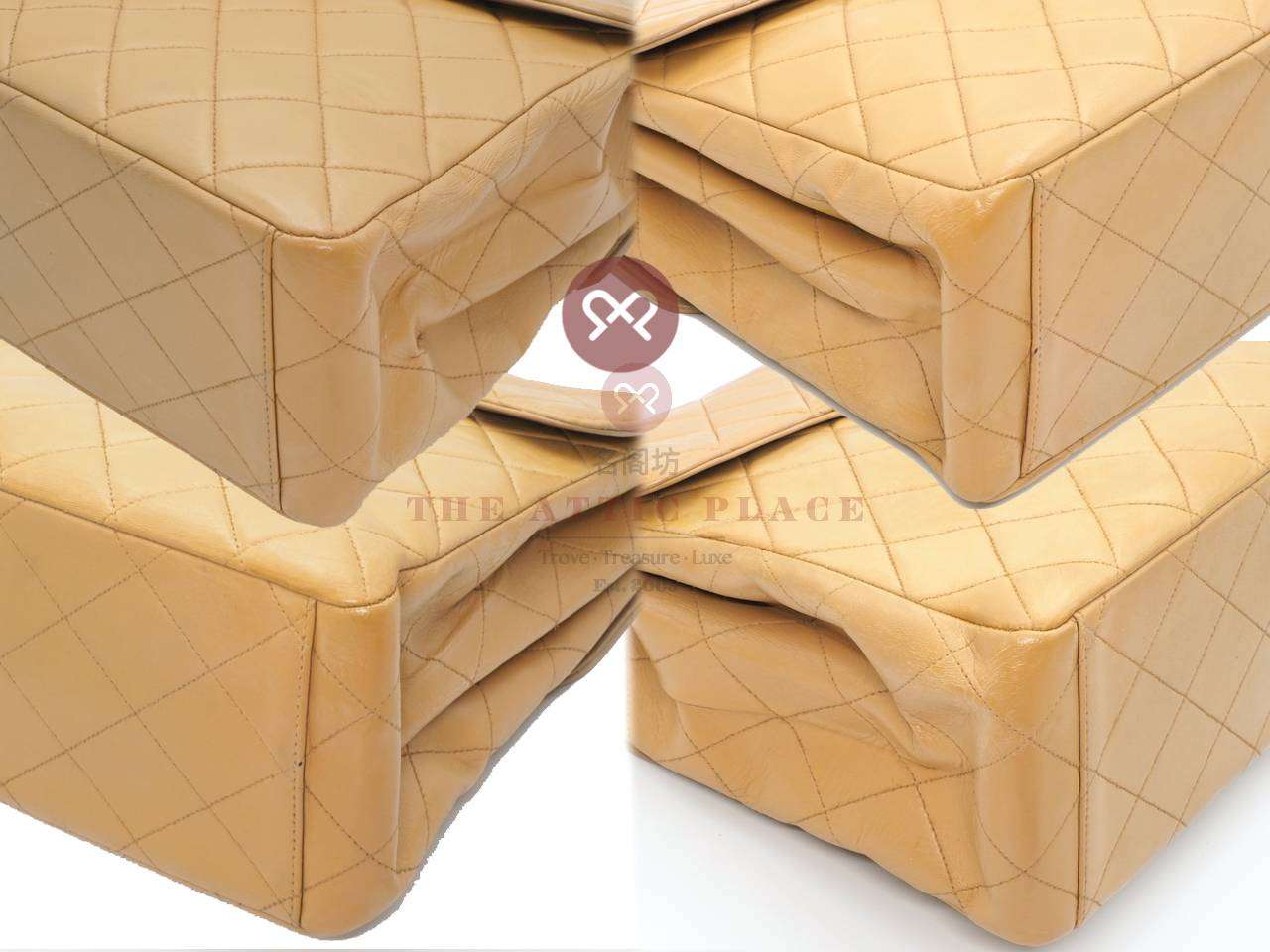 Chanel Beige Lambskin Leather Both Side CC Flap Single Strap Shoulder Bag - Image 5