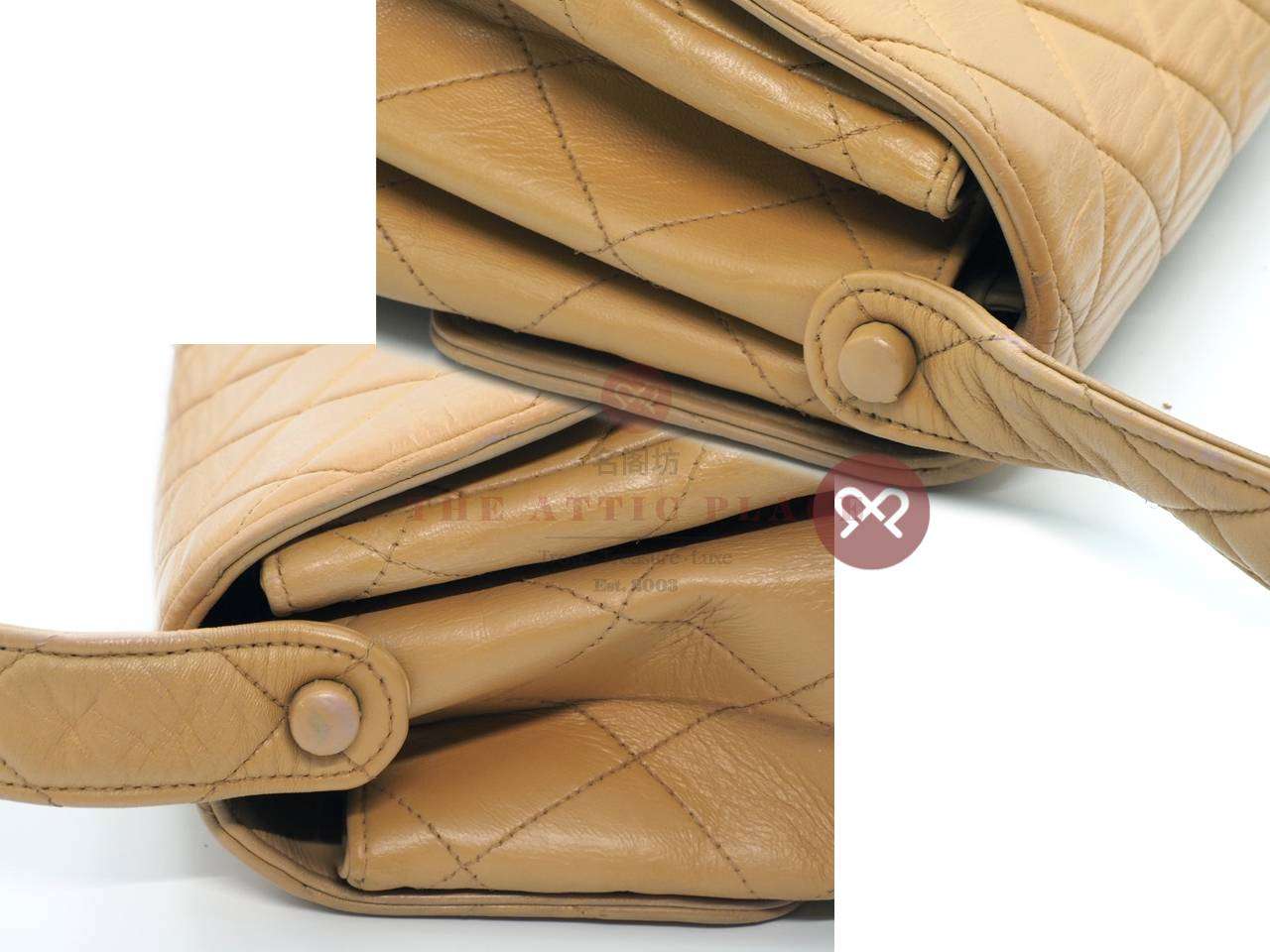 Chanel Beige Lambskin Leather Both Side CC Flap Single Strap Shoulder Bag - Image 4