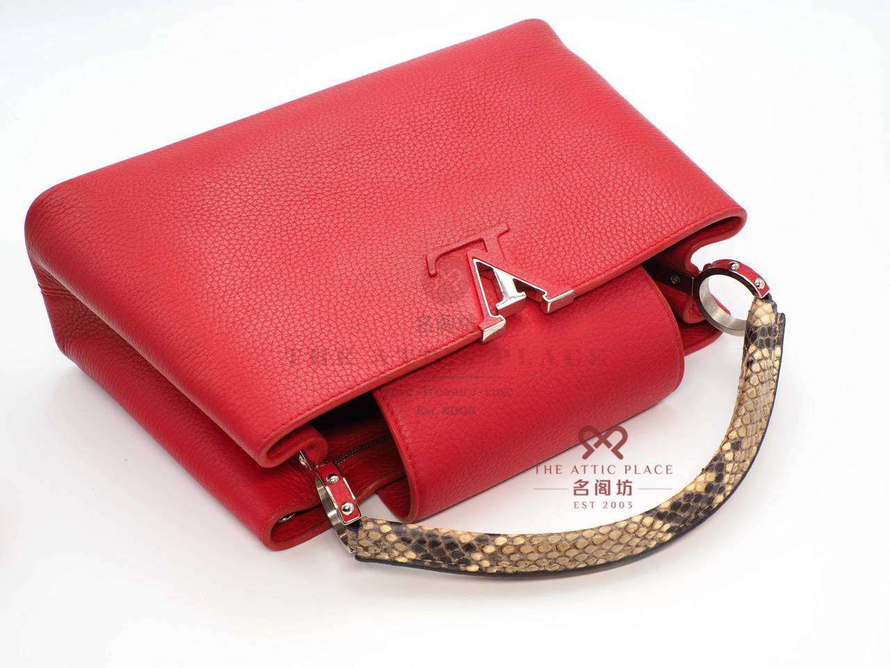 Louis Vuitton Limited Edition Red/ Rubis Capucines PM Python Handle Tote/ Shoulder bag (MI0156) - Image 5